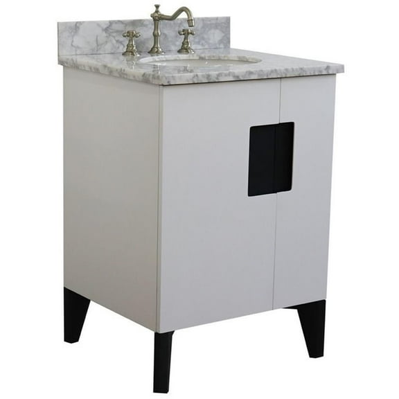 Kolb 25" Oval Sink Vanity with White Carrara Marble Stone in White