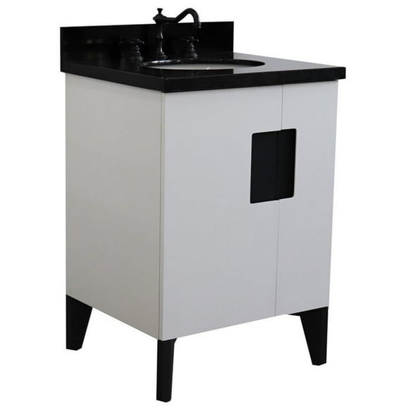 Kolb 25" Single Oval Sink Vanity with Black Granite Stone in White