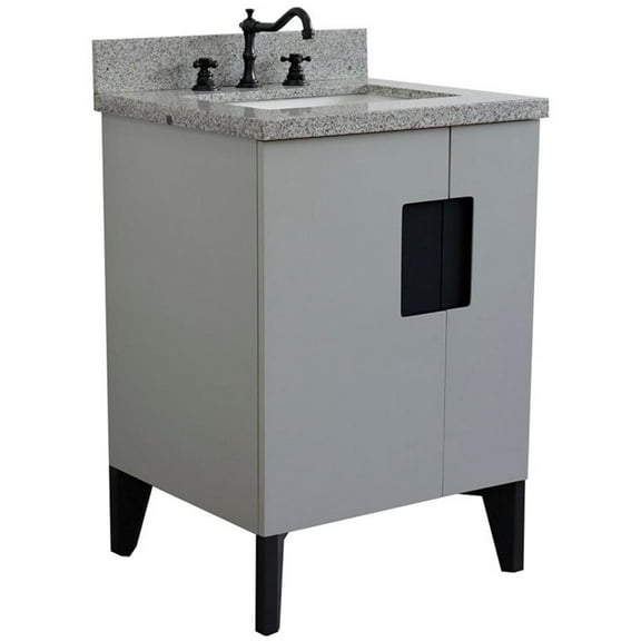Kolb 25" Single Rectangle Sink Vanity in Light Gray/Gray Granite Stone
