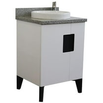 Kolb 25" Single Round Sink Vanity with Gray Granite Stone in White