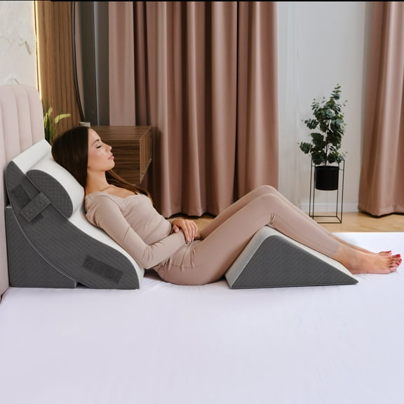Kolbs 4pcs Orthopedic Bed Wedge Pillow Set | Stylish Chic Plush Velvet Cover | Post Surgery Body Pillow, Wedge Pillows for Sleeping | Acid Reflux and Gerd Wedge Pillow for Sleeping