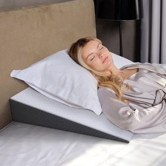 Kolbs Bed Wedge Pillow for Sleep Apnea, FSA Eligible Acid Reflux, and Back Pain Relief, with Chic Jacquard Cover - Headboard Wedges for Sleeping (5" Gentle Incline)