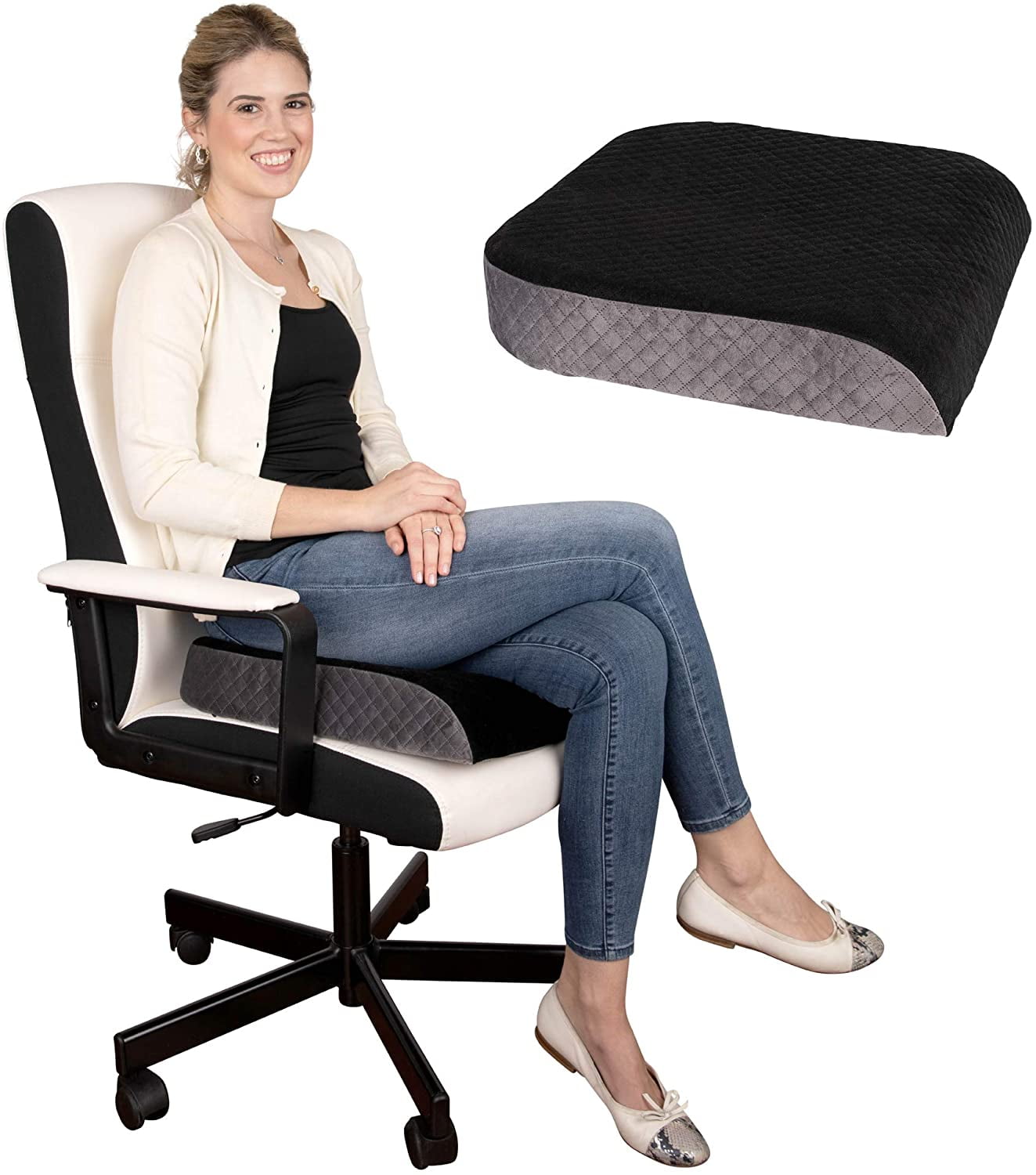 Kolbs Extra Large Black Velvet Memory Foam Seat Cushion