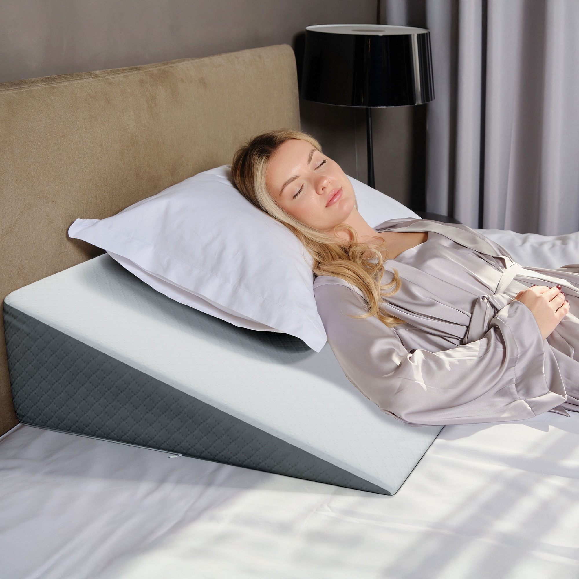 Kolbs 7.5 XL Memory Foam Bed Wedge Pillow for GERD Acid Reflux Jacquard Cover Walmart