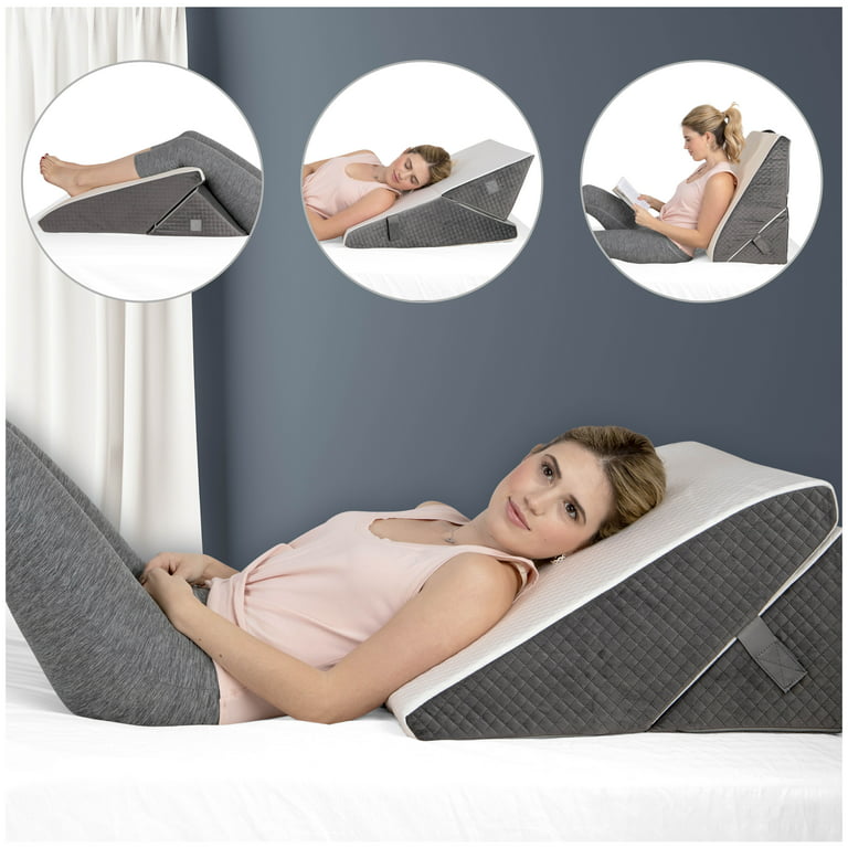 Abco Tech Memory Foam Knee Pillow Wedge, Leg Pillow with Cooling Gel, Wedge  Pillow with Hypo-Allergenic Washable Cover