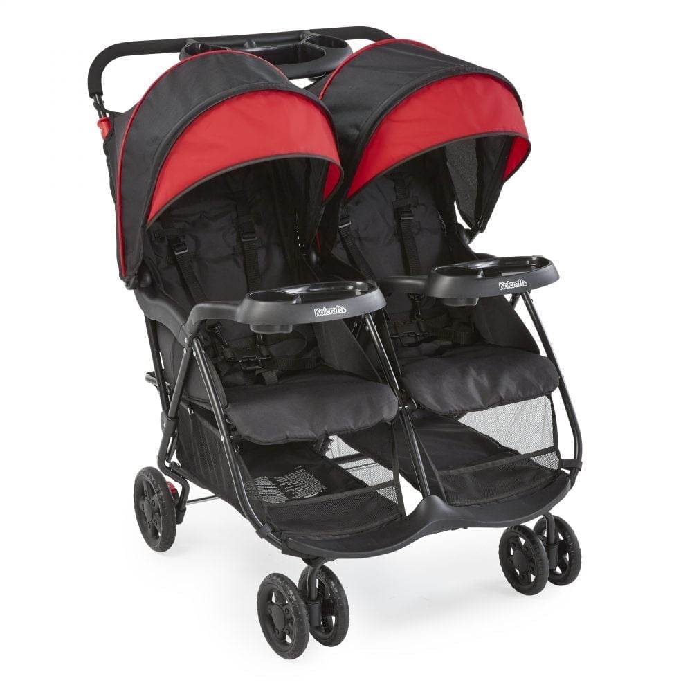 Kolcraft Cloud Plus Double Stroller, Lightweight Side by Side Twin Stroller with Sun Canopy, Reclining Seats, and Extra Storage