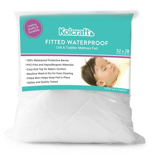 Kolcraft Fitted Waterproof Crib and Toddler Mattress Pad