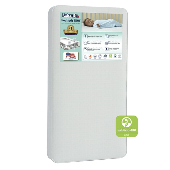 Kolcraft Pediatric 800 Extra Firm Baby Crib & Toddler Mattress, 80 Coil, Waterproof, Ecru