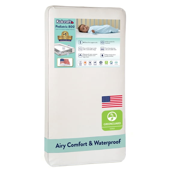 Kolcraft Pediatric 800 Extra Firm Ultra Deluxe Crib Mattress and Toddler Mattress, 80 Coil White