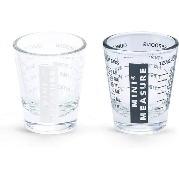 Kolder Mini Measure 20-Increment Measuring Shot Glass, for Multi-Purpose Liquid and Dry Ingredients,Black White,Set of 2