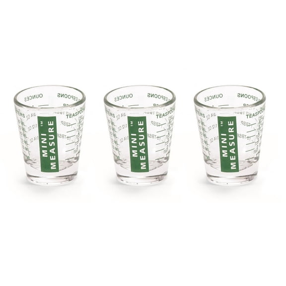 Kolder Mini Measure 20-Increment Measuring Shot Glass, for Multi-Purpose Liquid and Dry Ingredients, Green, Set of 3