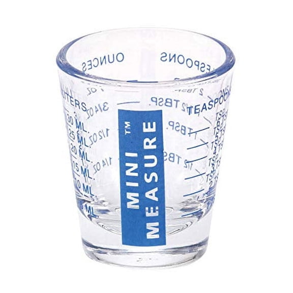 Kolder Mini Measure 20-Increment Measuring Shot Glass, for Multi-Purpose Liquid and Dry Ingredients, Red Blue, Set of 2