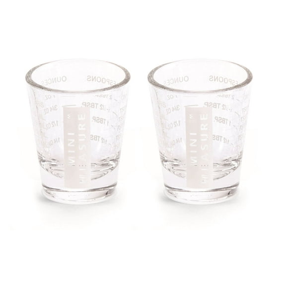 Kolder Mini Measure 20-Increment Measuring Shot Glass, for Multi-Purpose Liquid and Dry Ingredients, White, Set of 2