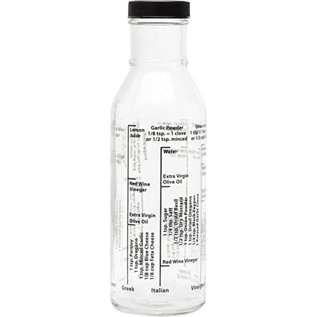 Kolder Salad Dressing Mixer Bottle for Light Recipes, Glass, 13Ounce