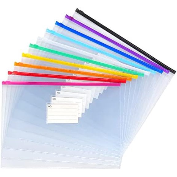 Koldwater 10 Pack Plastic Envelope, Files Zipper Folders, 13 x 9.25 Inch | Poly Zip Envelop A4 Size/Letter Size