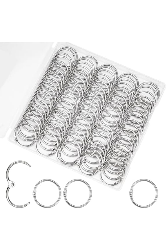 100Pcs Inch Binder Rings 1inch, Loose Leaf Metal Rings for Cards & Documents, Nickel Plated Steel Clip & Key Rings
