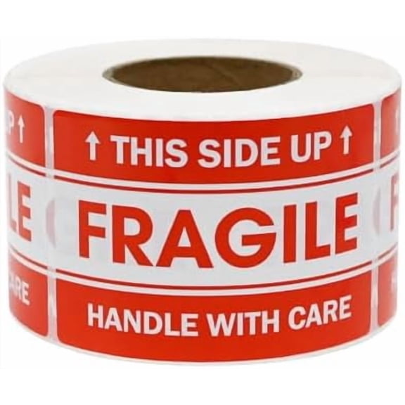 Koldwater 2"x 3" Fragile Stickers for Shipping and Moving, 500 Labels Per Roll Strong Adhesive (Handle with Care,This Side Up)