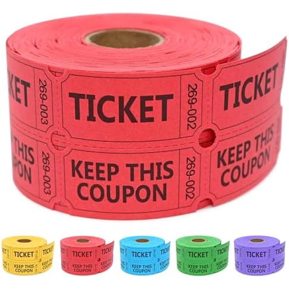 Koldwater 500 Raffle Tickets Double Roll, Raffle Tickets Roll with Name and Phone Number, for Raffle, Events, Classroom, Entry, Class Reward & Door Prize (Red)