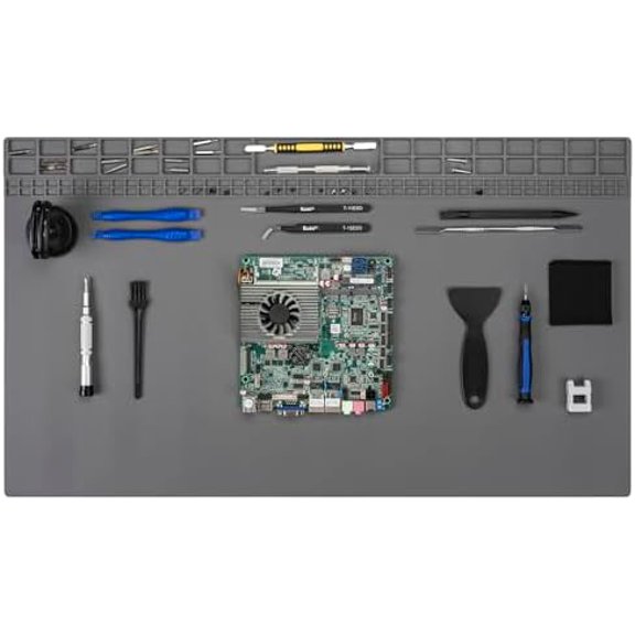 Koldwater Extra Large Soldering Mat, Oversized 932°F Heat Resistant Silicone Solder Mat, Large Repair Workbench Pad for Electronics Phone Watch Laptop Repair, BGA Soldering Iron (Grey,27.6''x15.7'')