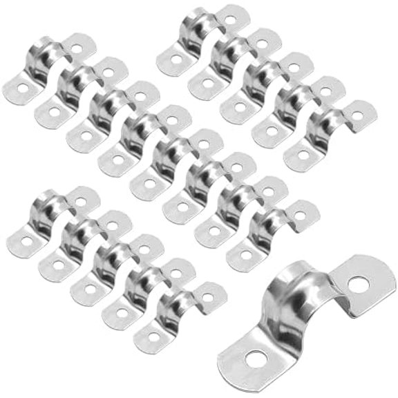 Koldwater M12 1/2" Rigid Pipe Strap, Stainless Steel, 30Pcs | 2 Holes Cable U Bracket, Pipe Clamp, 0.47" Width, For Fixing Pipe or Cable