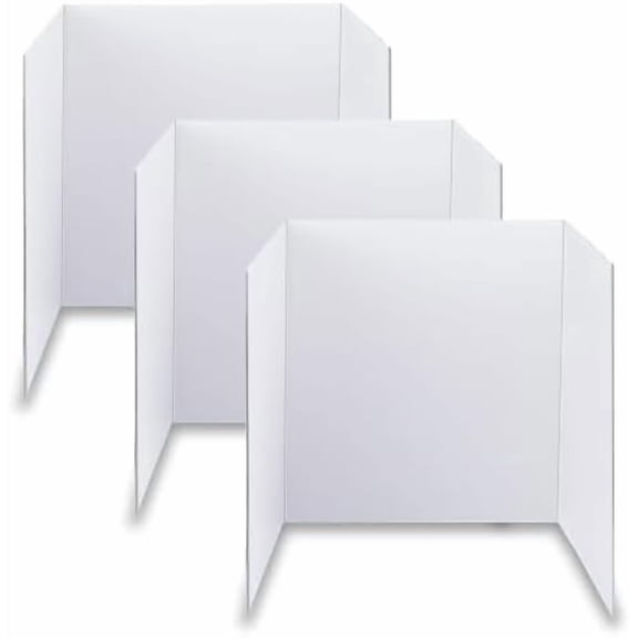 Koldwater Trifold Poster Board, 24" x 16", 3-Pack, White Corrugated Project Boards for Science Fairs, School Projects, Event Displays