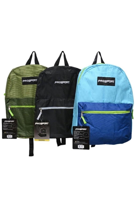 AH088 17 in. Prosport Backpack, Assorted Color - Pack of 6