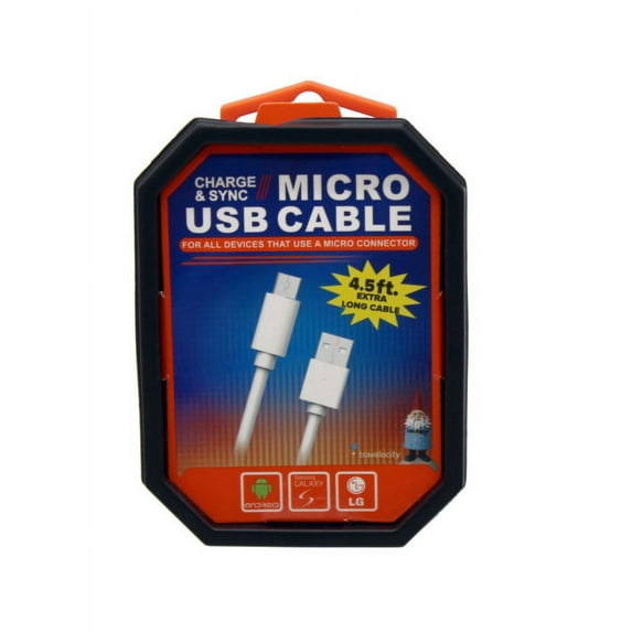 Travelocity 4.5 Foot Micro USB Cable Assorted White and Black (Available in a pack of 20)
