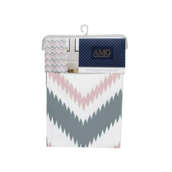 Kole Imports 70 x 72 in. AMG Bath Collection Blush Zig Zag Print Peva Shower Liner - Pack of 4