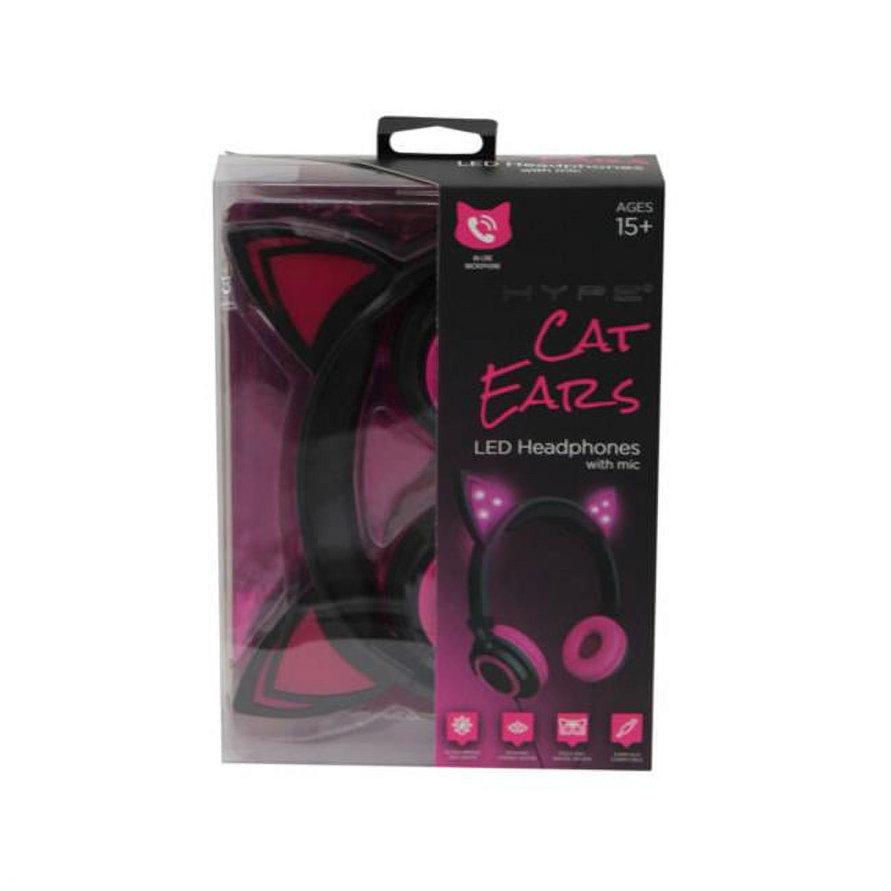 Kole Imports AB843-8 Hype Cat Ear LED Headphones with Mic - Blue