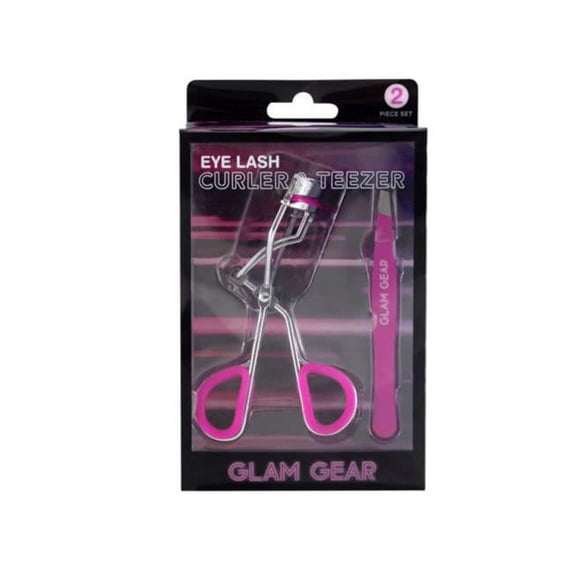 Kole Imports AC823-12 Glam Gear Eyelash Curler & Tweezer Set, Pink - 2 Piece - Pack of 12