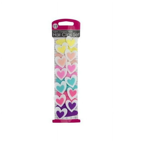 Kole Imports BI880-36 2.25 in. Fabric Covered Heart Hair Clips Set, 36 Piece -Pack of 36