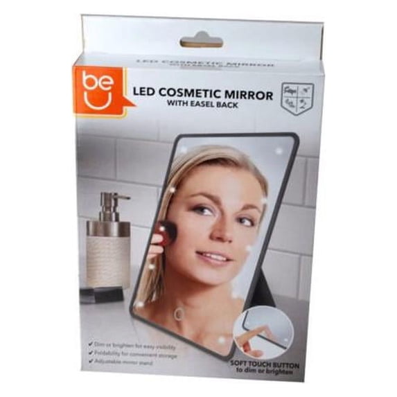 Kole Imports BI965-2 Gray LED Cosmetic Mirror with Easel Back - Pack of 2