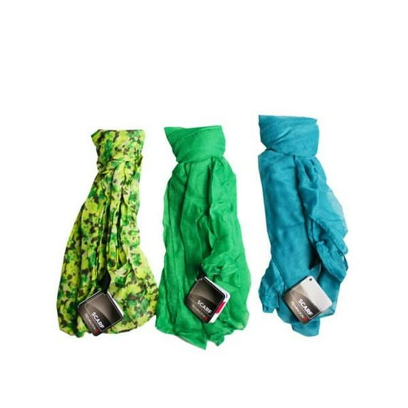Kole Imports CA583-90 Scarf in Green & Blue Assorted Color, Pack of 90