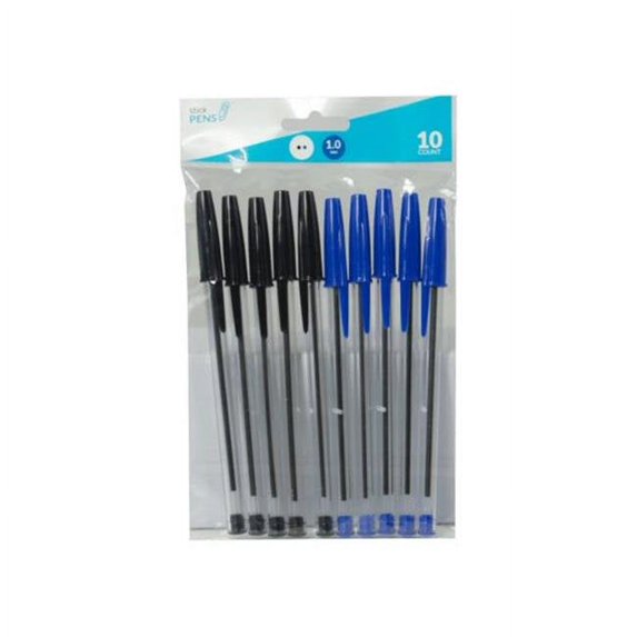 Kole Imports CI194-75 Ballpoint Stick Pens, Black & Blue, Case of 10 - Pack of 75