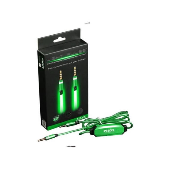 Kole Imports CR097-48 Electroluminescent AUX Cable, Green - Pack of 48