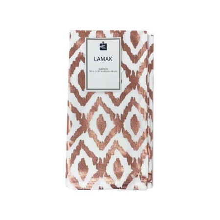 Kole Imports DB496-72 18 x 18 in. Homewear White & Rose Gold Metallic Single Napkin - Pack of 72