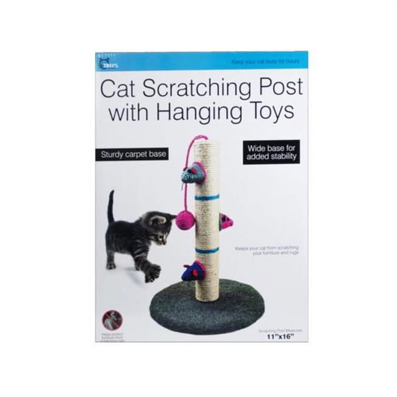 Kole Imports DI607-2 Cat Scratching Post with Hanging Toys - Case of 2