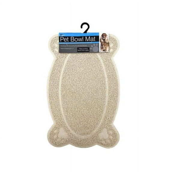 Kole Imports DI752-4 Four Paw Pet Bowl Mat, Tan - Pack of 4