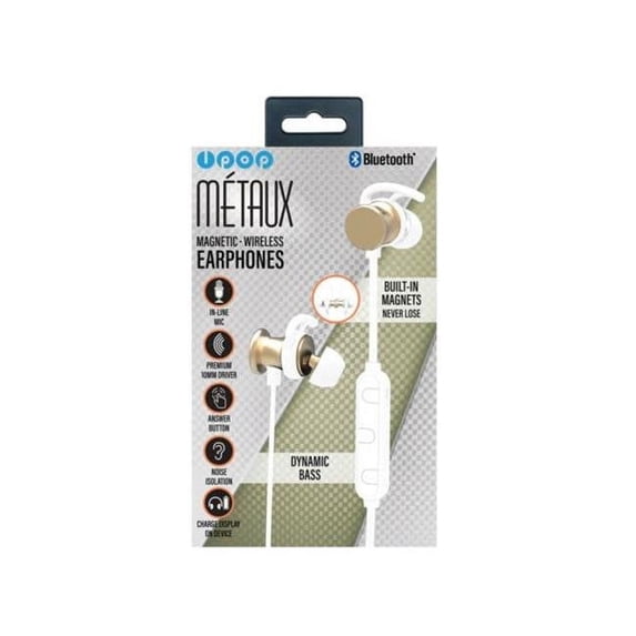 Kole Imports EN578-2 Ipop Metaux Gold Sport Bluetooth Earphones with Case - 2 Piece