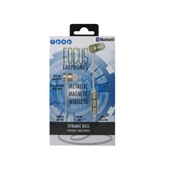 Kole Imports EN587-8 Ipop Focus Gold Bluetooth Earphones with Case - Case of 8