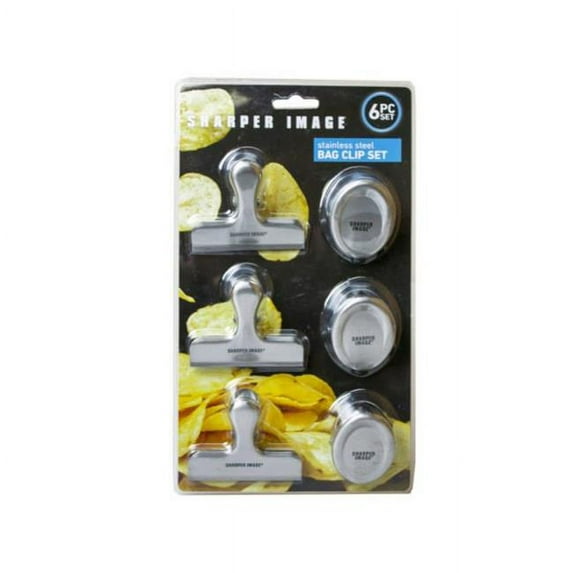 Kole Imports FD271-12 Sharper Image Stainless Steel Bag Clips in Assorted Size, Pack of 6 - Case of 12