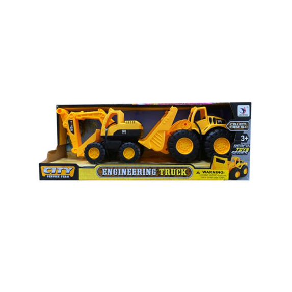 Kole Imports GE586-8 Free Wheel Construction Toys Trucks, Pack of 2 - Case of 8