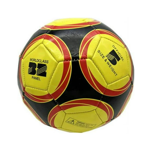 Kole Imports GE826-8 Soccer Ball with Circular Design, Yellow Black & Red - Size 5 - Pack of 8