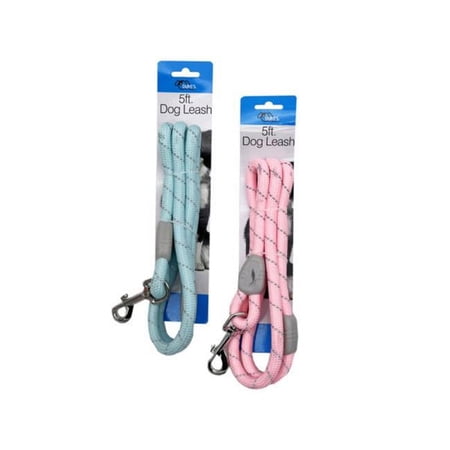 Kole Imports GE913-6 Pastel Dog Leash with Collar Clip - Pack of 6