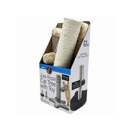 Kole Imports GH933-2 Jute Rope Cat Tree with Toy - Pack of 2