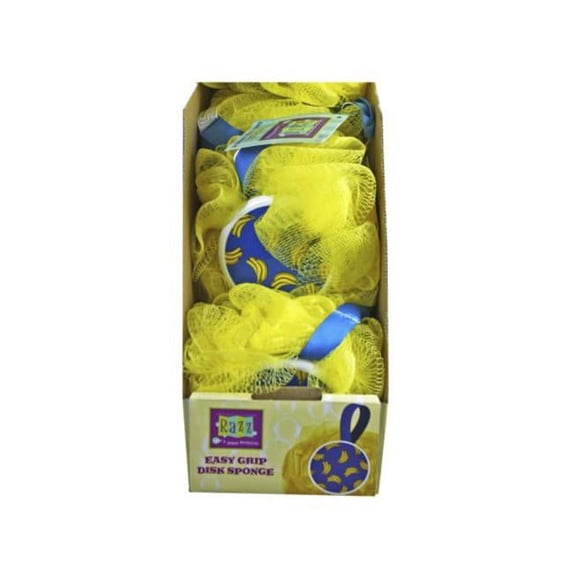 Kole Imports GK113-32 Razz Easy Grip Banana Bath Pouf in Countertop Display - Pack of 32