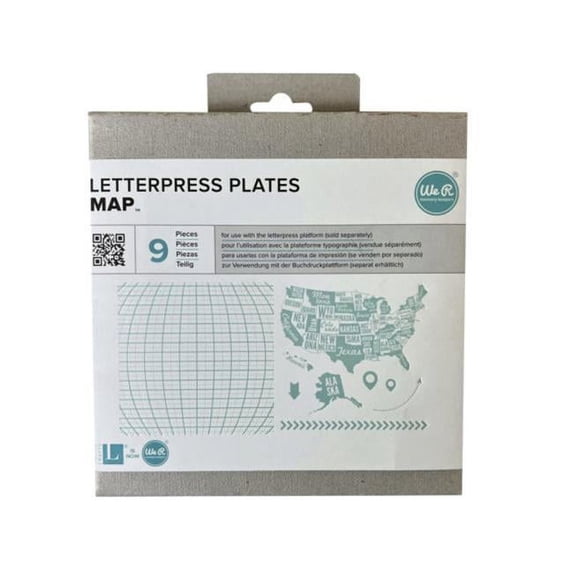 Kole Imports GR358-16 We-R 9 Piece Map Themed Letterpress Plates - Pack of 16