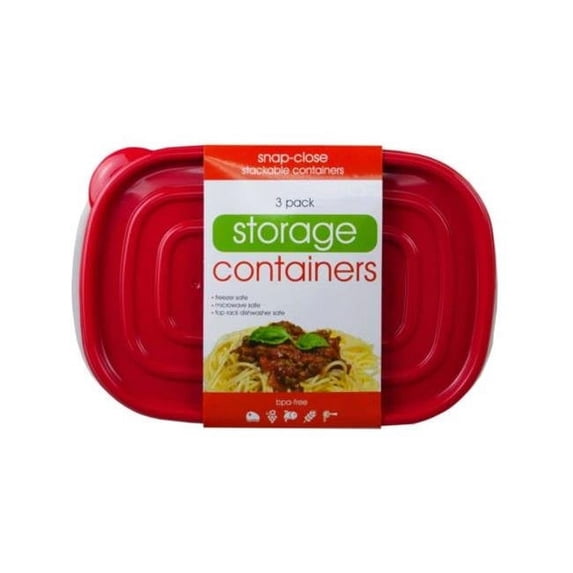 Kole Imports HC437-24 Plastic Food Container with 2 Sections - Pack of 3 - Case of 24
