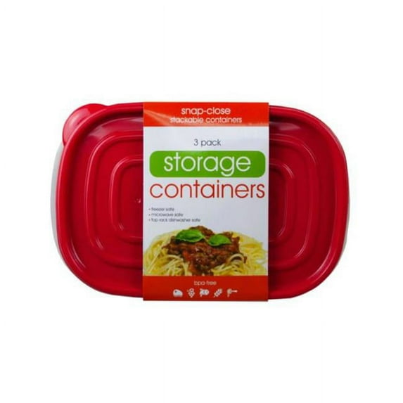 Kole Imports HC437-6 Plastic Food Container with 2 Sections - Pack of 3 - Case of 6