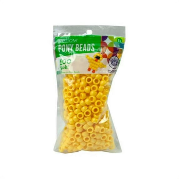 Kole Imports HH752-24 Pony Beads - Yellow, 500 Piece, Pack of 24